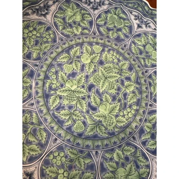 Vintage Maebata China Plate Qinghua Midoriaya Pattern Chinese Asian 12” - Picture 6 of 9